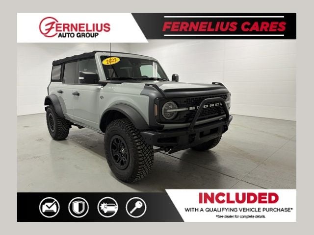 2022 Ford Bronco Wildtrak in Cactus — front three-quarter view