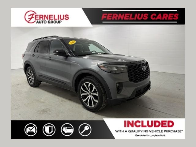 2025 Ford Explorer ST-Line in Gray Metallic — front three-quarter view