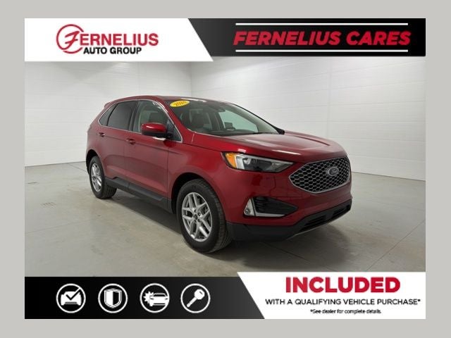 2024 Ford Edge SEL in Red Metallic — front three-quarter view
